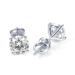 Classic Round Diamond Stud Earrings — 1ct