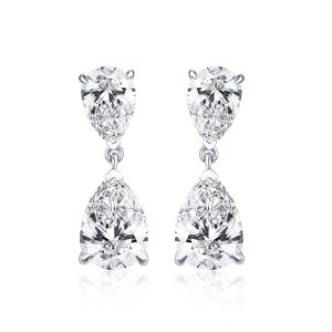 Double Pear Diamond Drop Earrings — 1ct