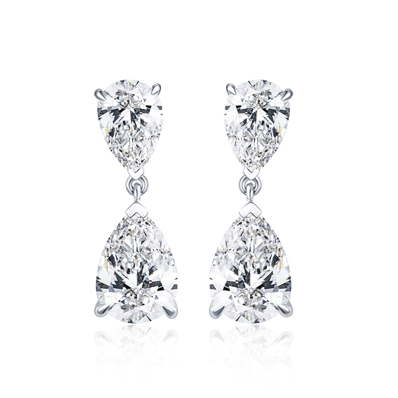 Double Pear Diamond Drop Earrings — 1ct