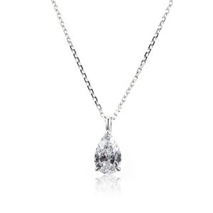 Pear Diamond Pendant Necklace — 1ct