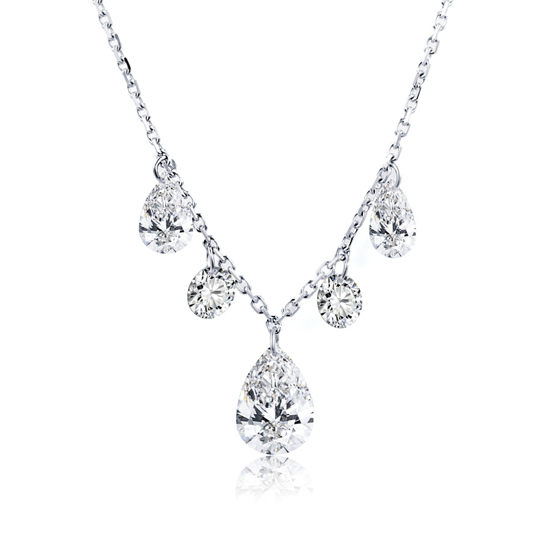 Pear & Round Diamond Necklace — 1ct - Image 2