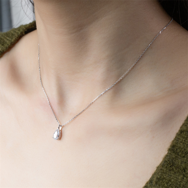 Pear Diamond Pendant Necklace — 1ct - Image 2