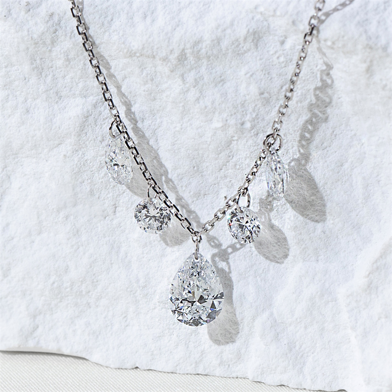Pear & Round Diamond Necklace — 1ct - Image 3