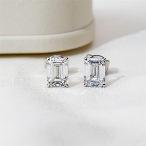 Emerald-Cut Diamond Stud Earrings — 1ct