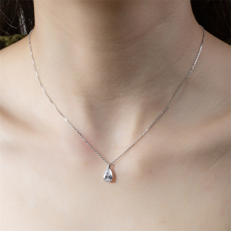 Pear Diamond Pendant Necklace — 1ct - Image 3