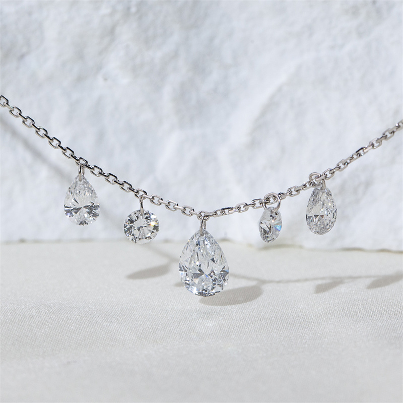 Pear & Round Diamond Necklace — 1ct - Image 4