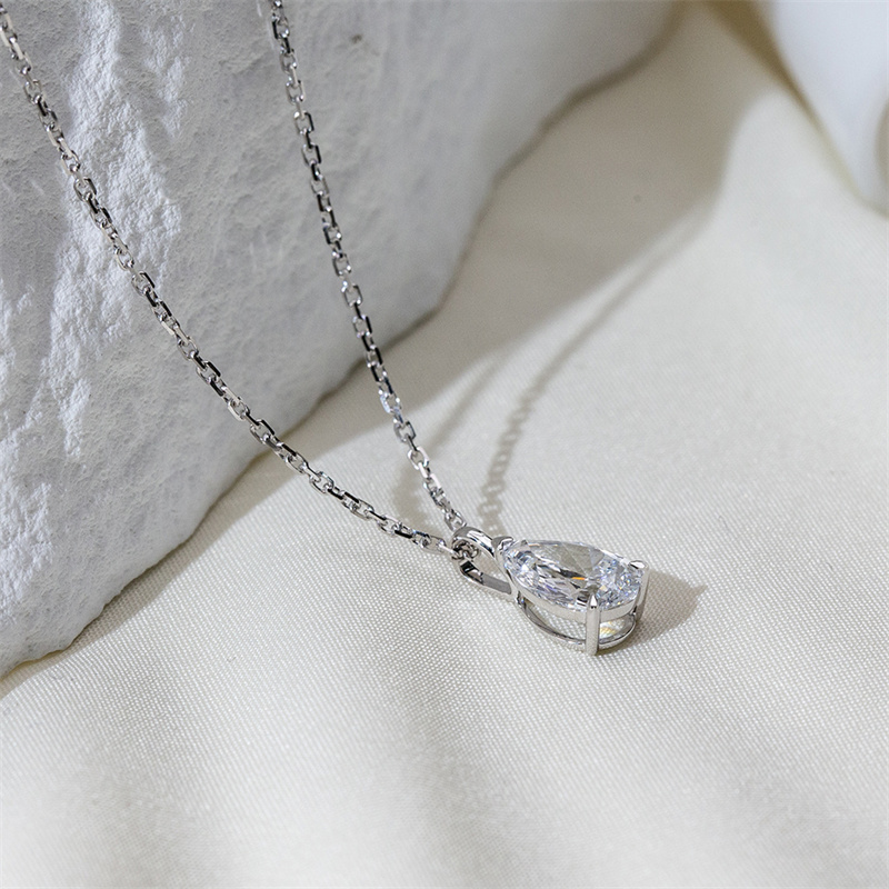 Pear Diamond Pendant Necklace — 1ct - Image 4