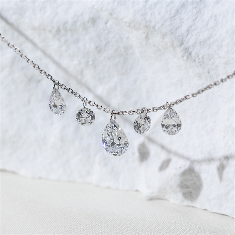Pear & Round Diamond Necklace — 1ct - Image 5