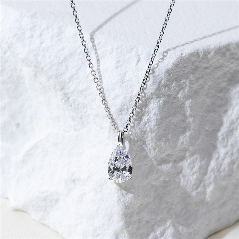 Pear Diamond Pendant Necklace — 1ct - Image 5