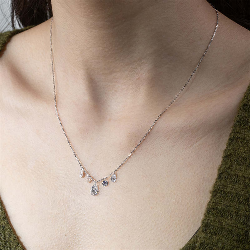 Pear & Round Diamond Necklace — 1ct - Image 6