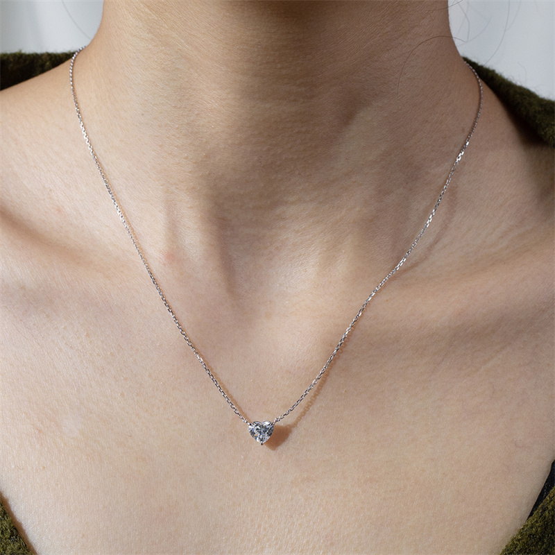 Heart Diamond Pendant Necklace — 1ct - Image 6
