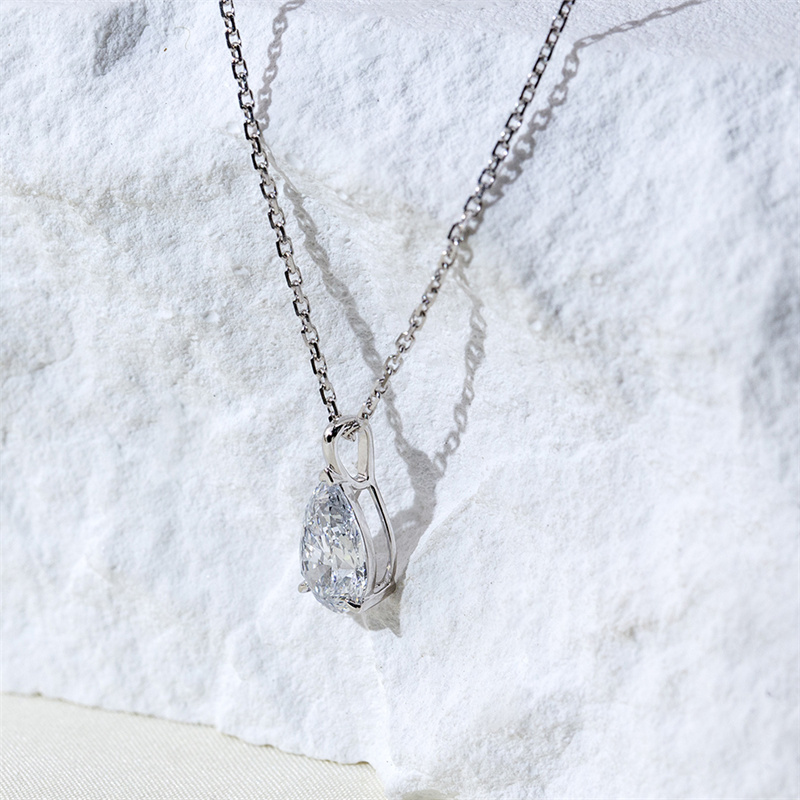Pear Diamond Pendant Necklace — 1ct - Image 6