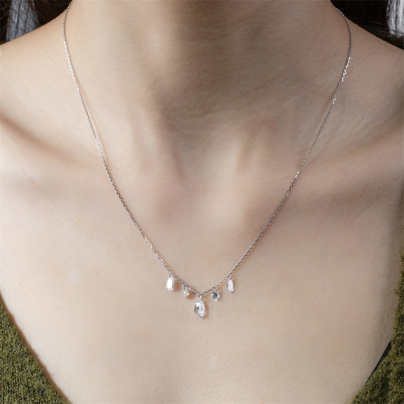 Pear & Round Diamond Necklace — 1ct - Image 7