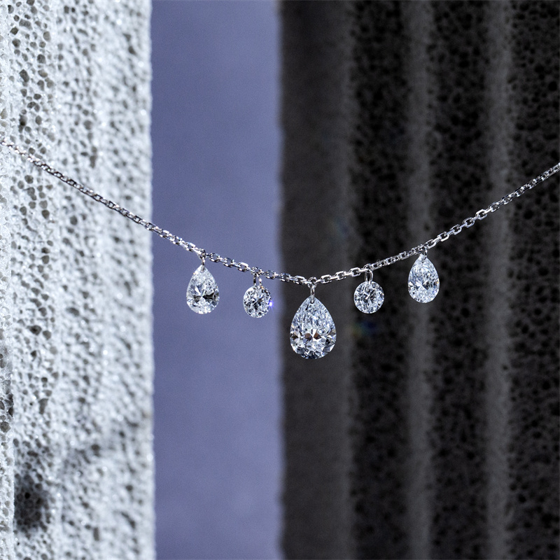 Pear & Round Diamond Necklace — 1ct - Image 8