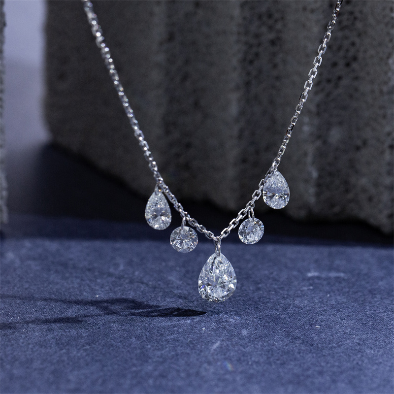 Pear & Round Diamond Necklace — 1ct - Image 9