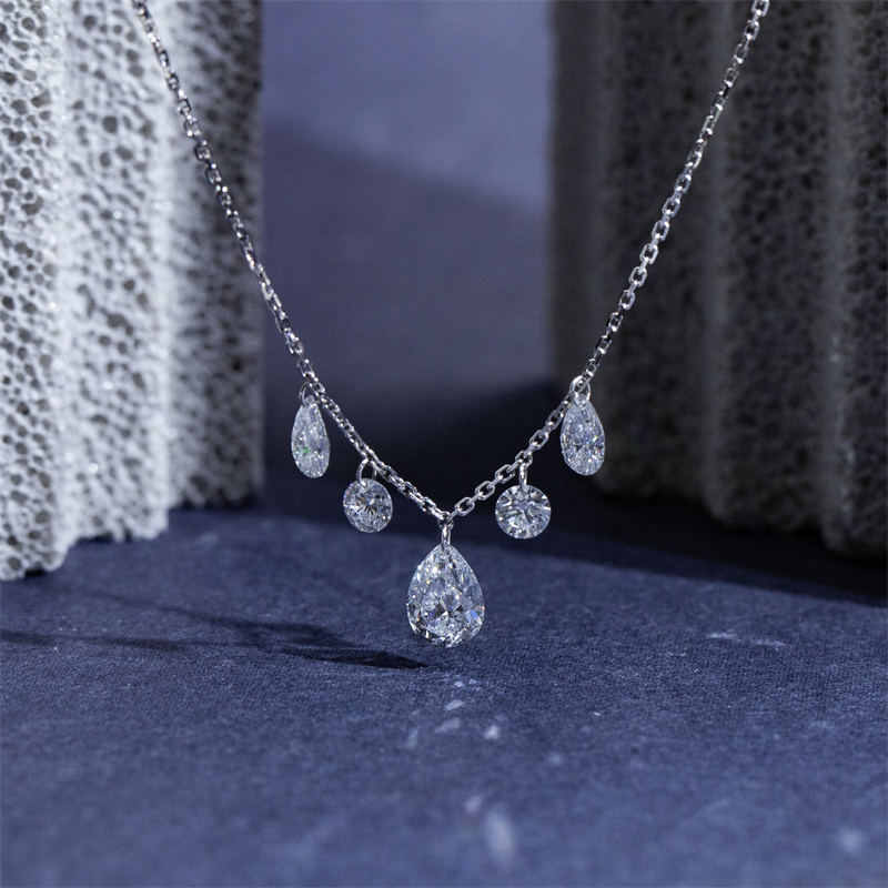 Pear & Round Diamond Necklace — 1ct - Image 10