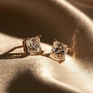 Princess-Cut Diamond Stud Earrings