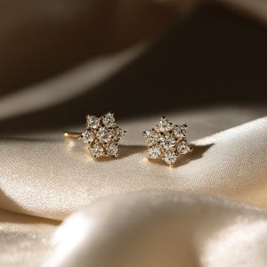 Diamond Snowflake Halo Earrings