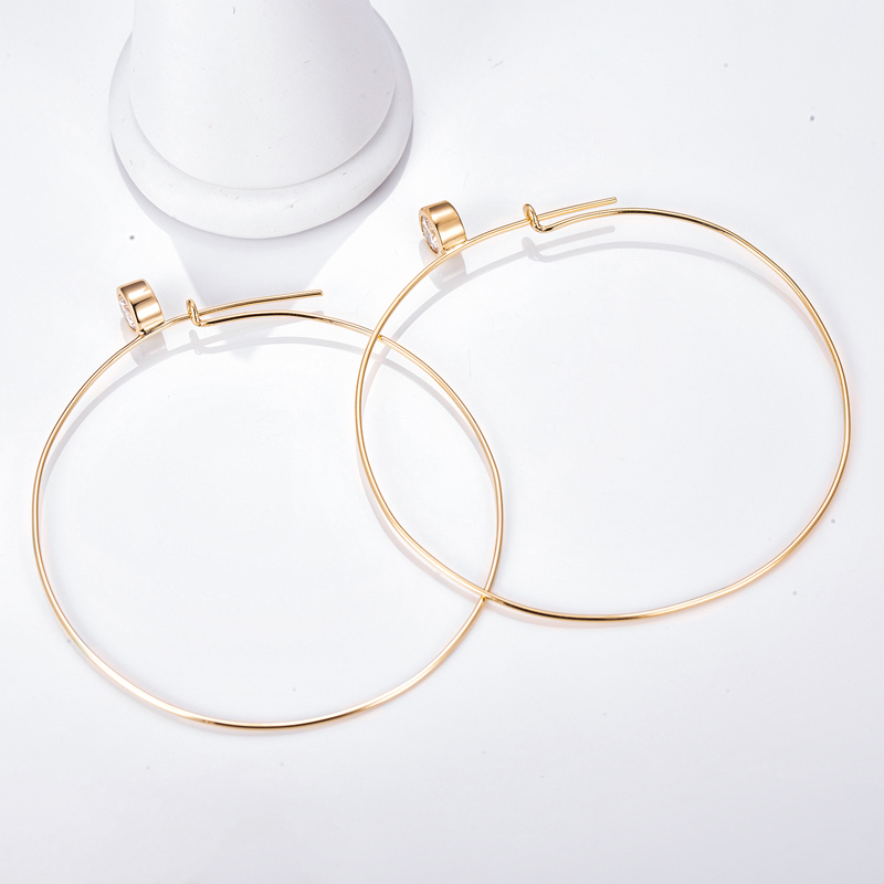 Diamond Hoop Earrings in 9K Yellow Gold — 1.40ct Total — product view 1
