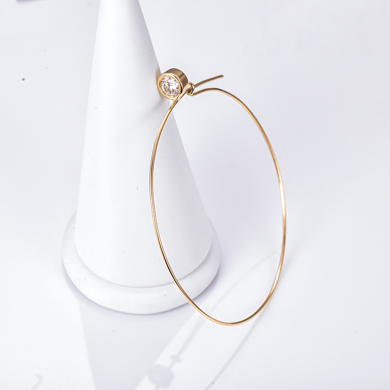 Diamond Hoop Earrings in 9K Yellow Gold — 1.40ct Total — product view 2