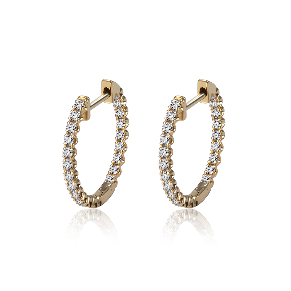 Diamond Hoop Earrings in 9K Yellow Gold — product view 1