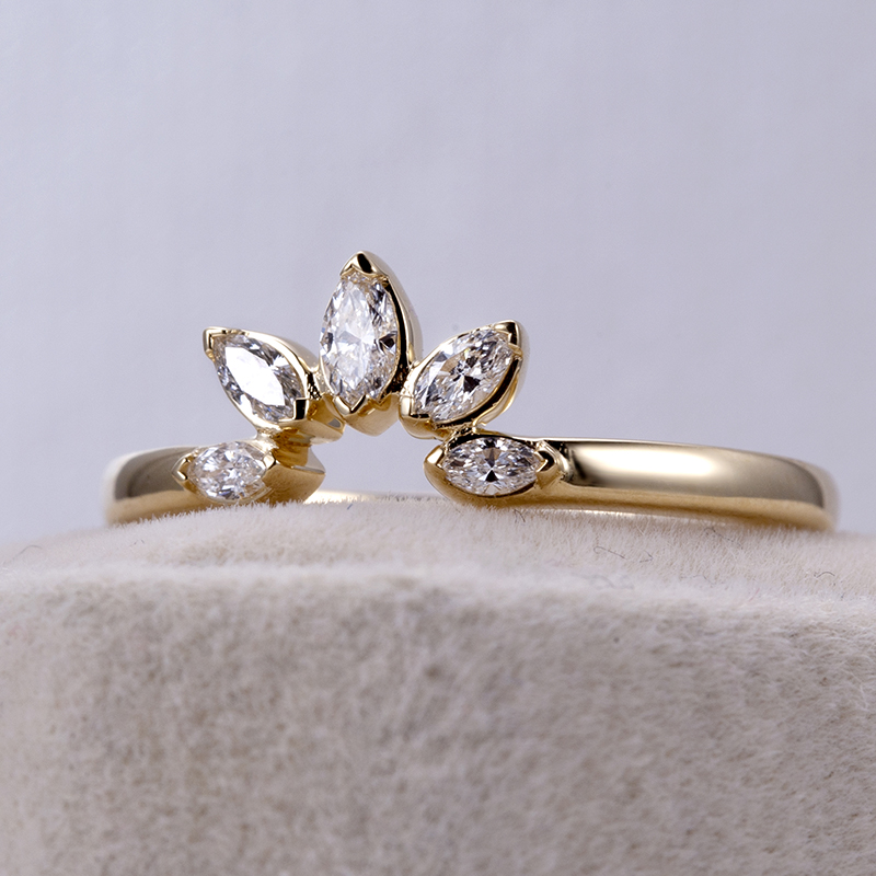 Marquise Diamond Crown Ring in 9K Yellow Gold — product view 1