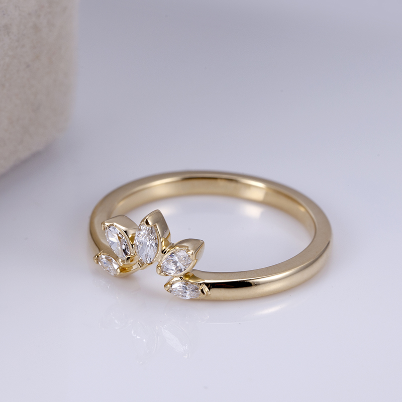 Marquise Diamond Crown Ring in 9K Yellow Gold — product view 2