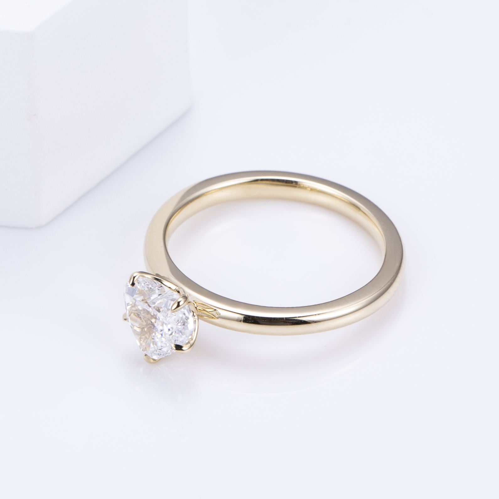 Heart Diamond Solitaire Ring in 9K Yellow Gold — 1ct — product view 2