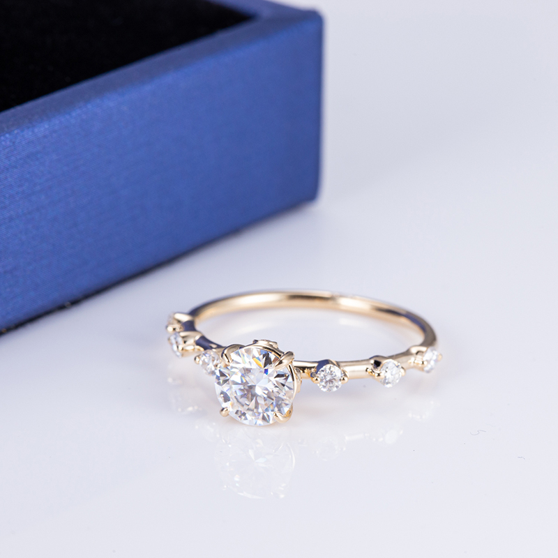 Diamond Accent Solitaire Ring in 9K Yellow Gold — 1ct Centre — product view 1