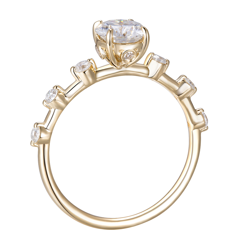 Diamond Accent Solitaire Ring in 9K Yellow Gold — 1ct Centre — product view 2