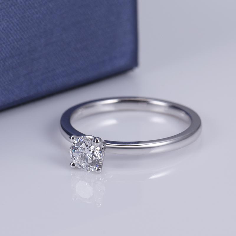 Round Diamond Solitaire Ring in 9K White Gold — 1ct — product view 1