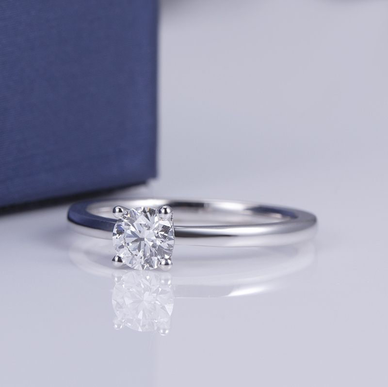 Round Diamond Solitaire Ring in 9K White Gold — 1ct — product view 2