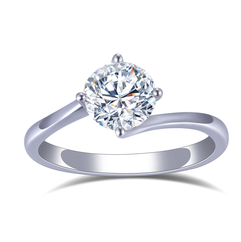 Round Diamond Solitaire Ring in 9K White Gold — 0.40ct — product view 1
