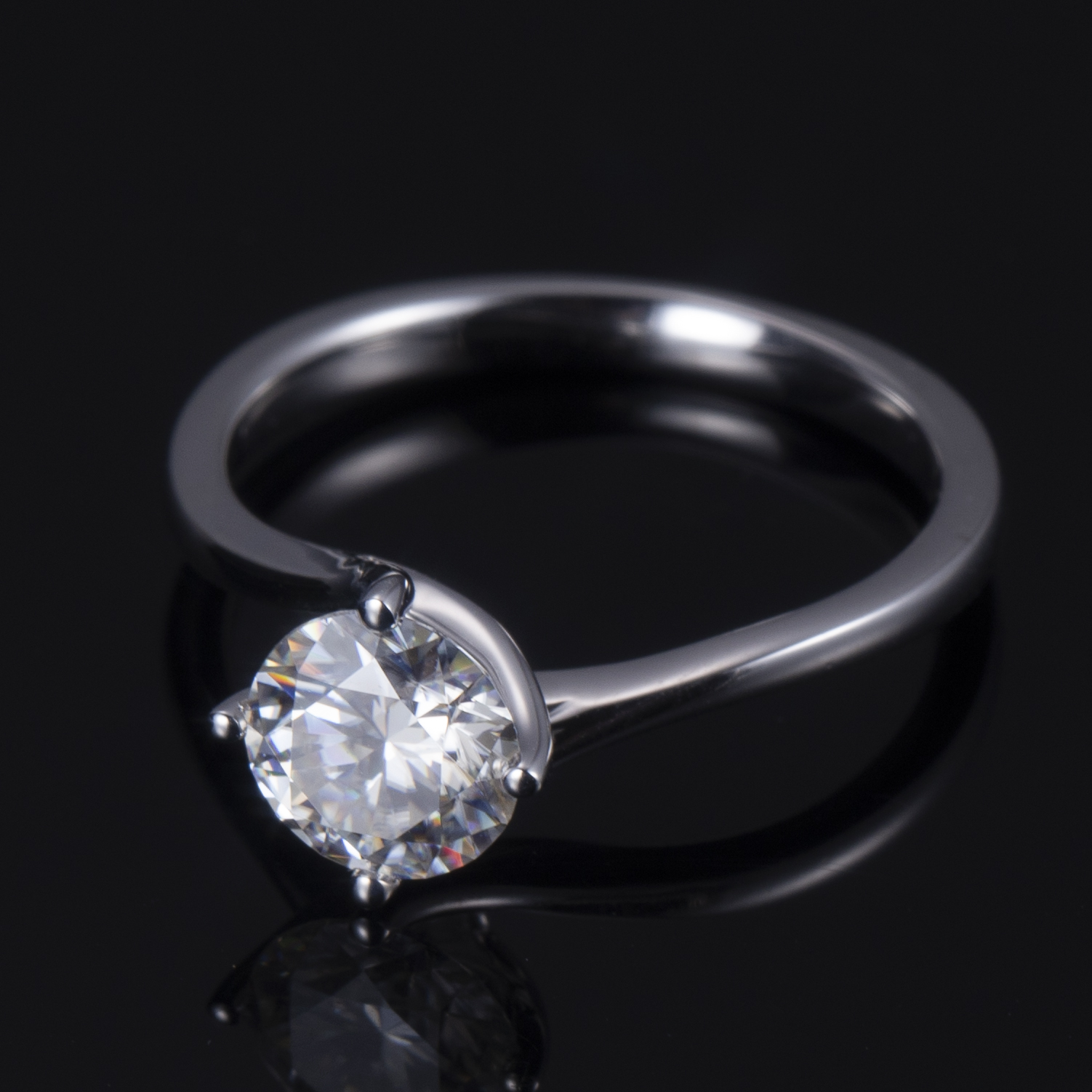 Round Diamond Solitaire Ring in 9K White Gold — 0.40ct — product view 2