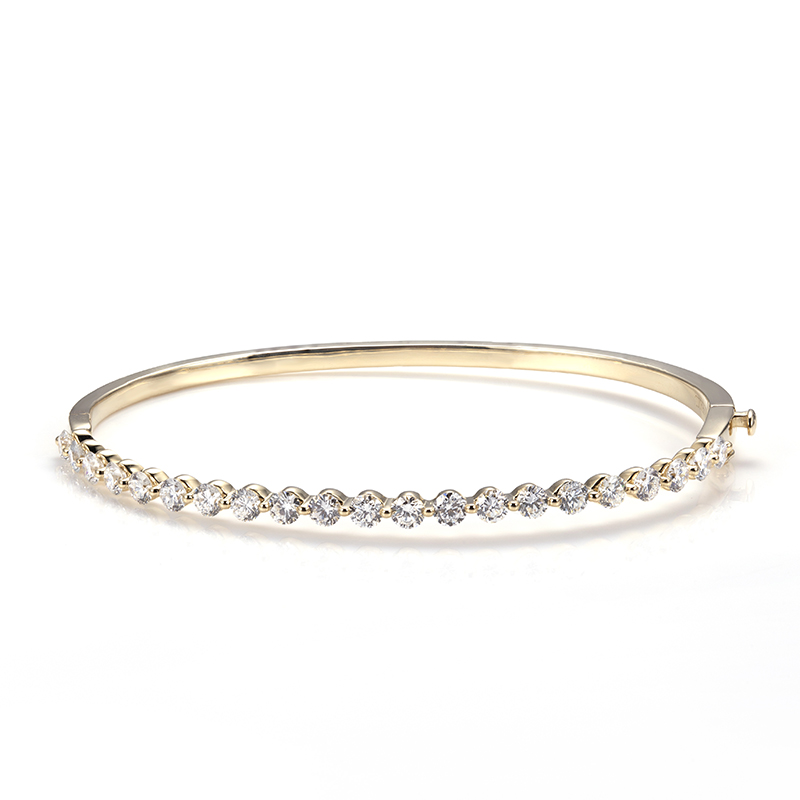 Diamond Line Bangle in 9K Yellow Gold — 1.015ct Total — product view