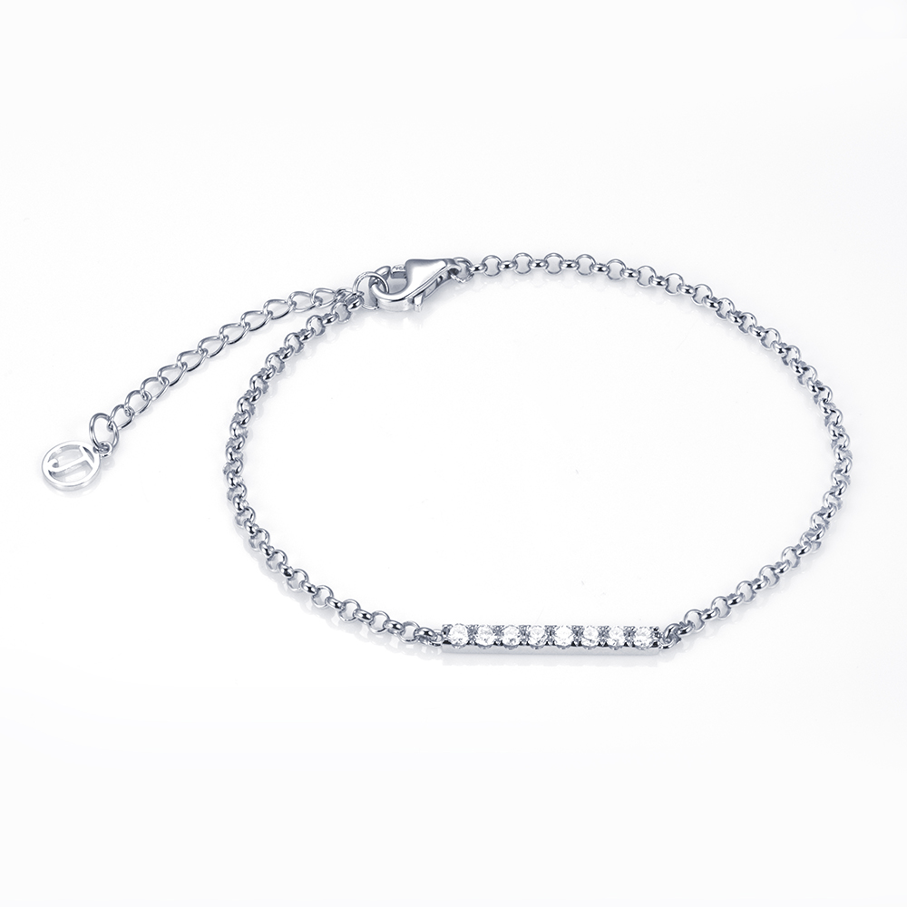 Diamond Line Chain Bracelet in 9K White Gold — 0.28ct Total — product view
