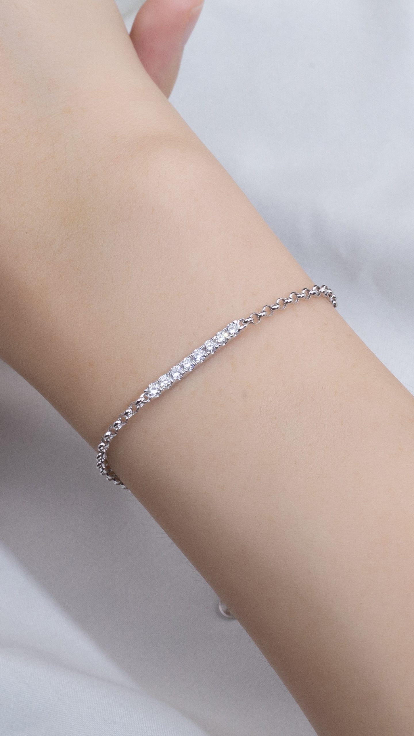 Diamond Line Chain Bracelet in 9K White Gold — 0.28ct Total — product view