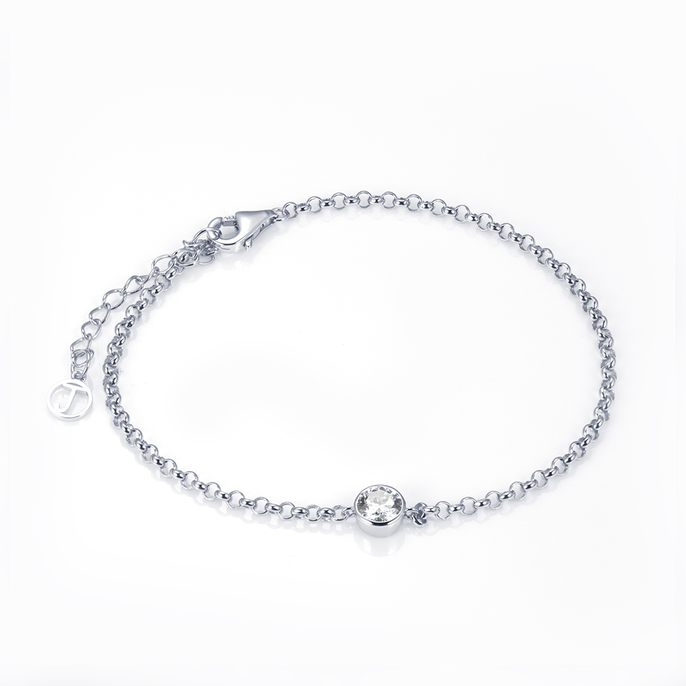 Round Diamond Solitaire Bracelet in 9K White Gold — 0.30ct — product view