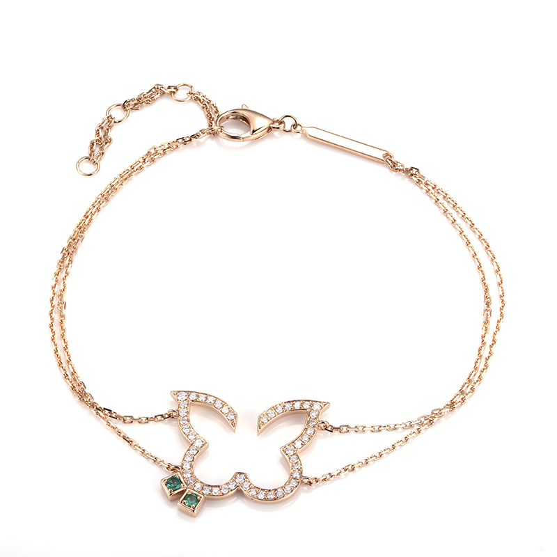 Diamond Butterfly Bracelet in 9K Rose Gold — product or matching-set view