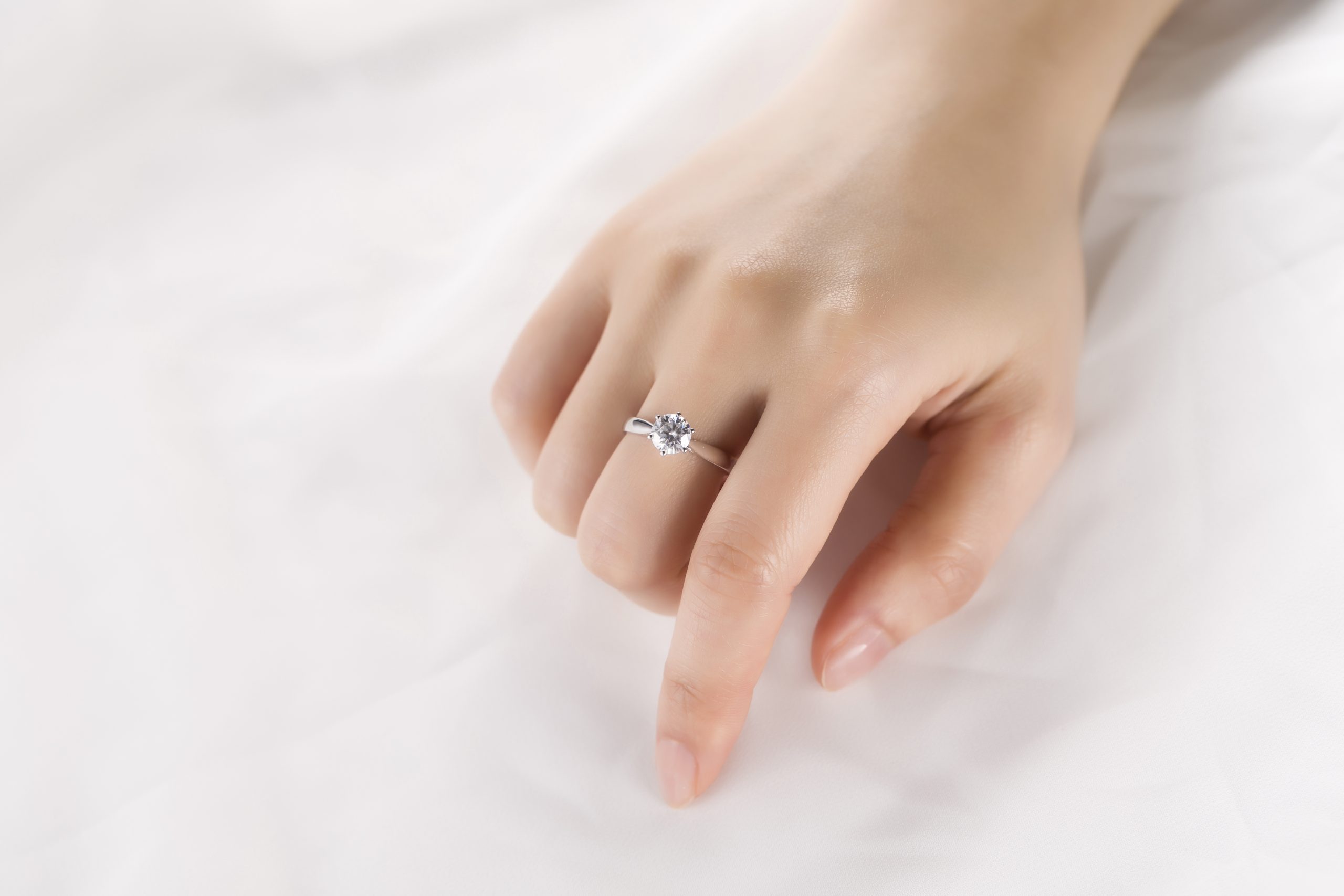 Raised Diamond Solitaire Ring in 9K White Gold — 1ct — product view