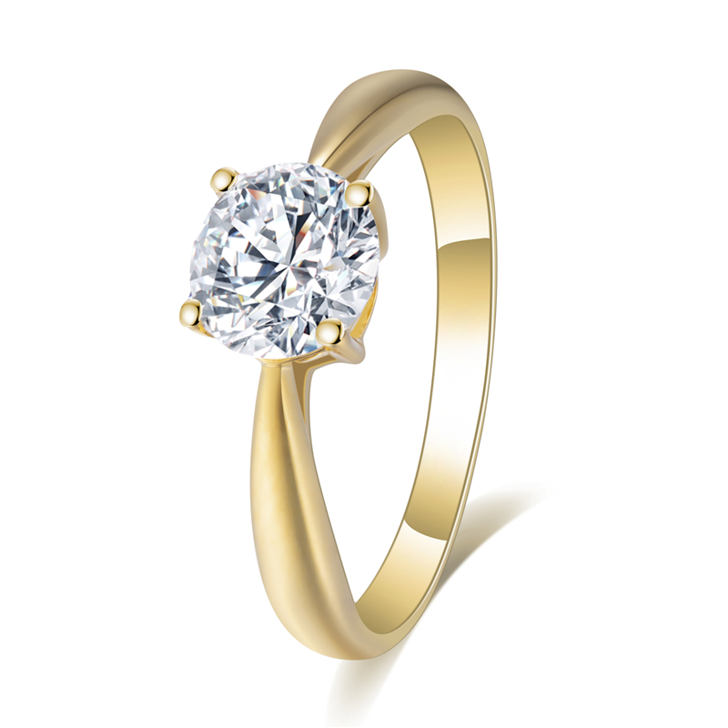 Classic Round Diamond Solitaire Ring in 9K Yellow Gold — 1ct — product view