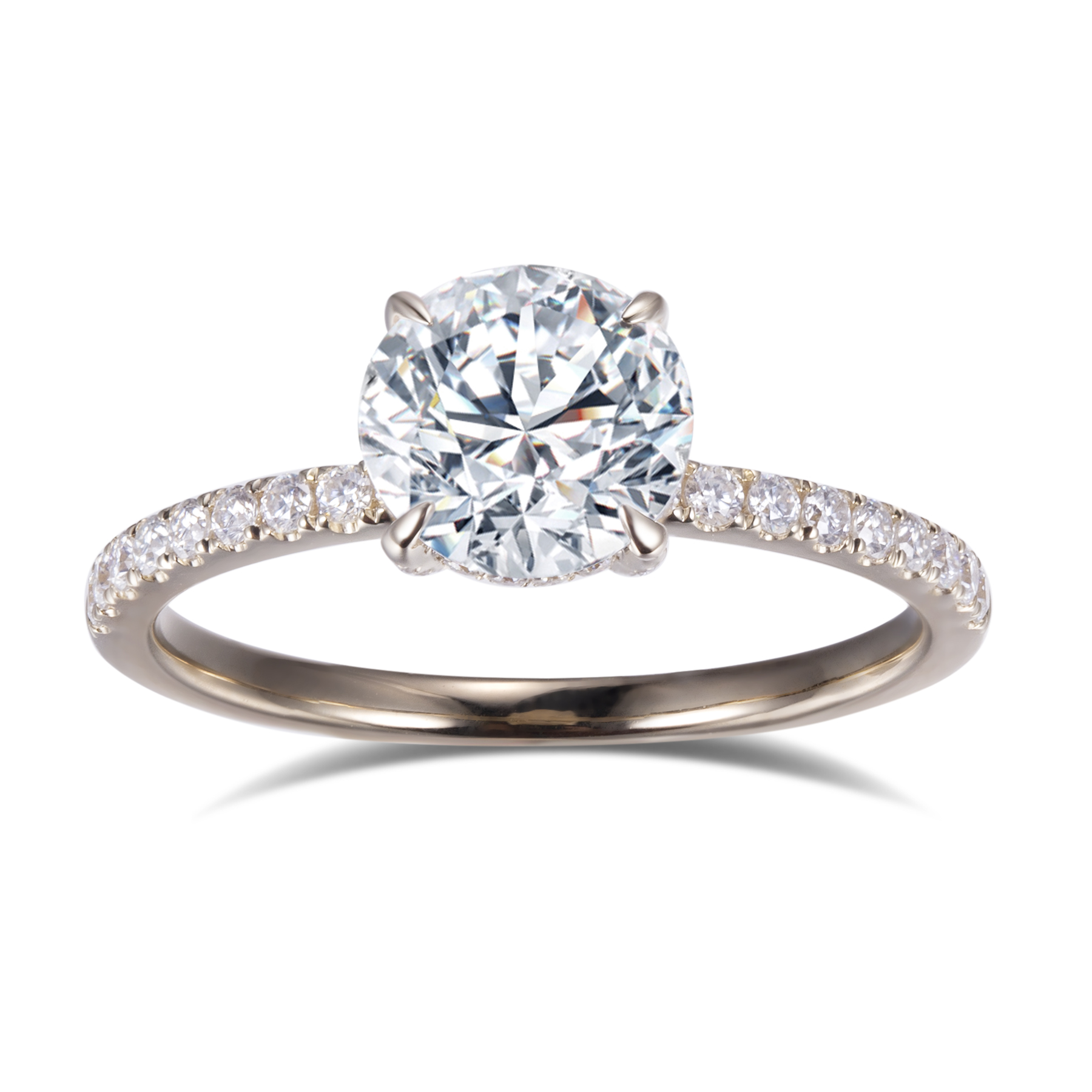 Pavé Diamond Solitaire Ring in 9K Yellow Gold — 0.50ct Centre — product view