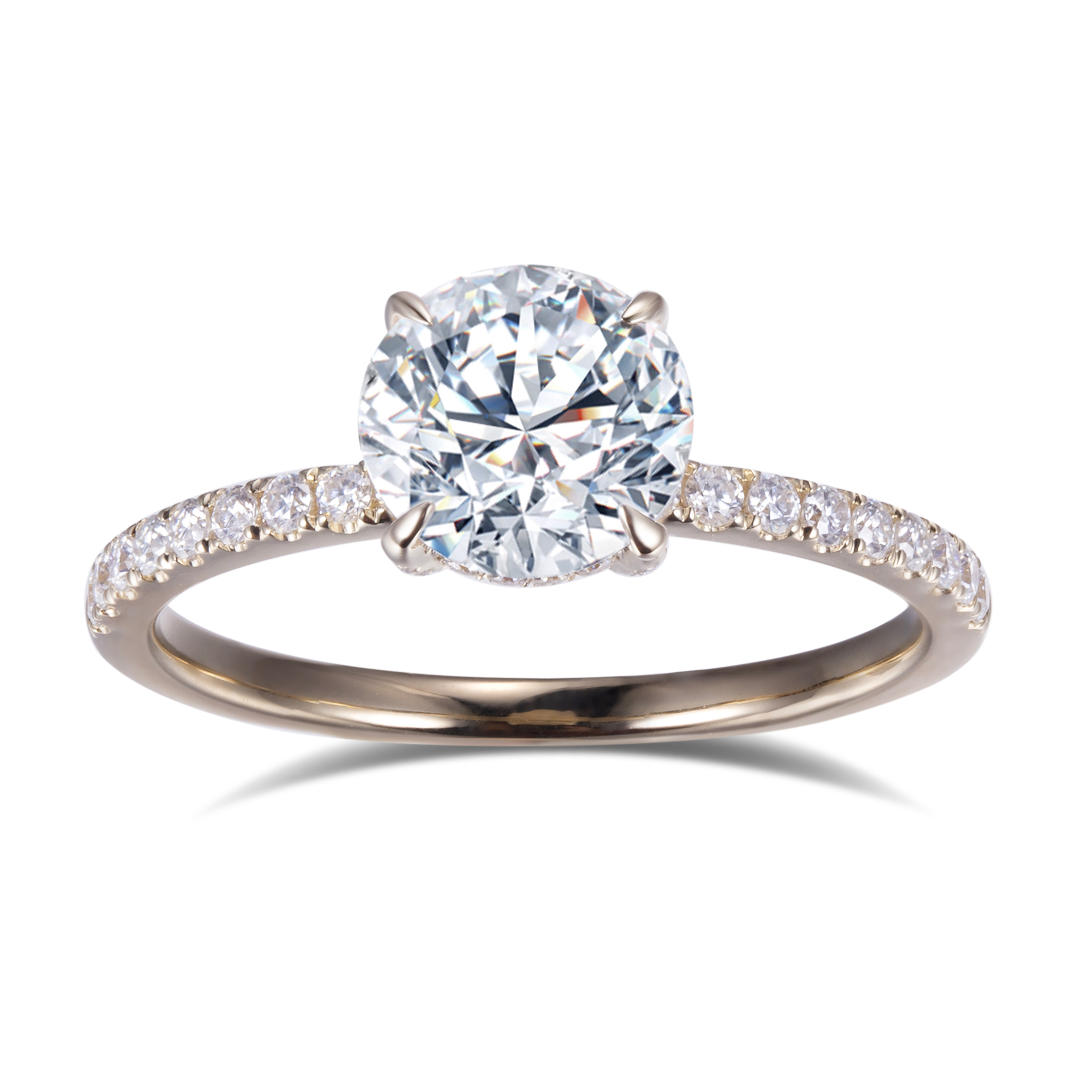 Pavé Diamond Solitaire Ring in 9K Yellow Gold — 0.50ct Centre — product view