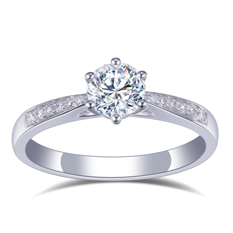 Channel Accent Diamond Ring in 9K White Gold — 1ct Centre — product view