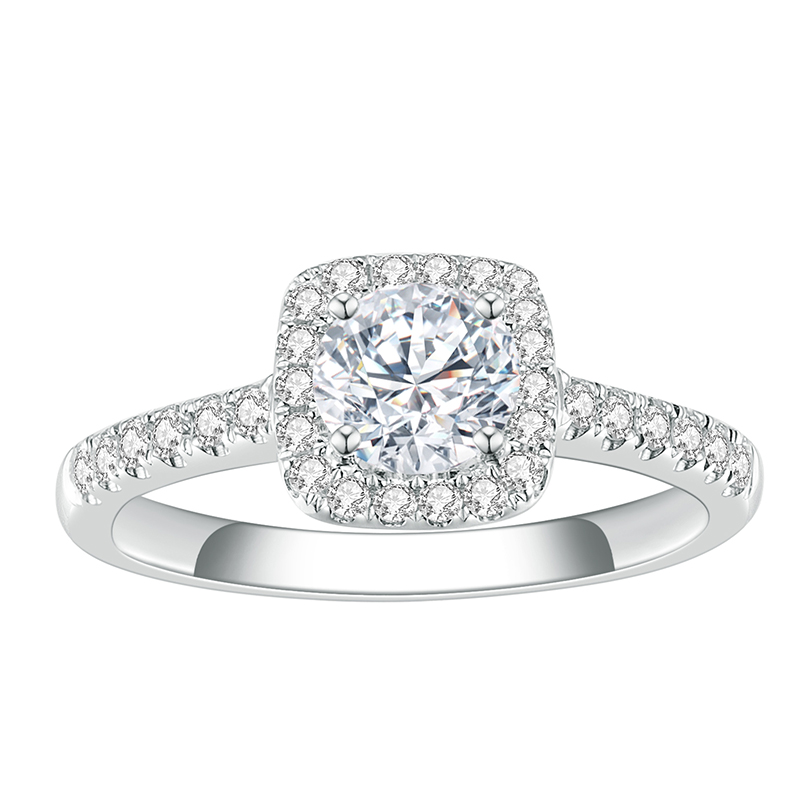 Cushion Halo Diamond Ring in 9K White Gold — 0.60ct Centre — product view