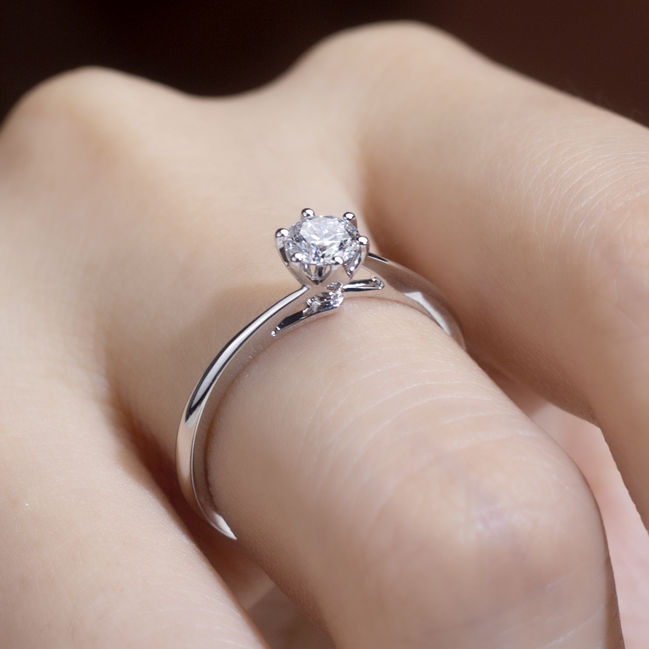 Round Diamond Solitaire Ring in 9K White Gold — 0.60ct — product view
