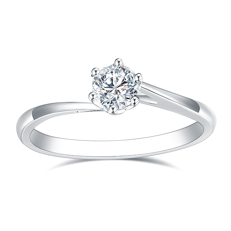 Round Diamond Solitaire Ring in 9K White Gold — 0.60ct — product view